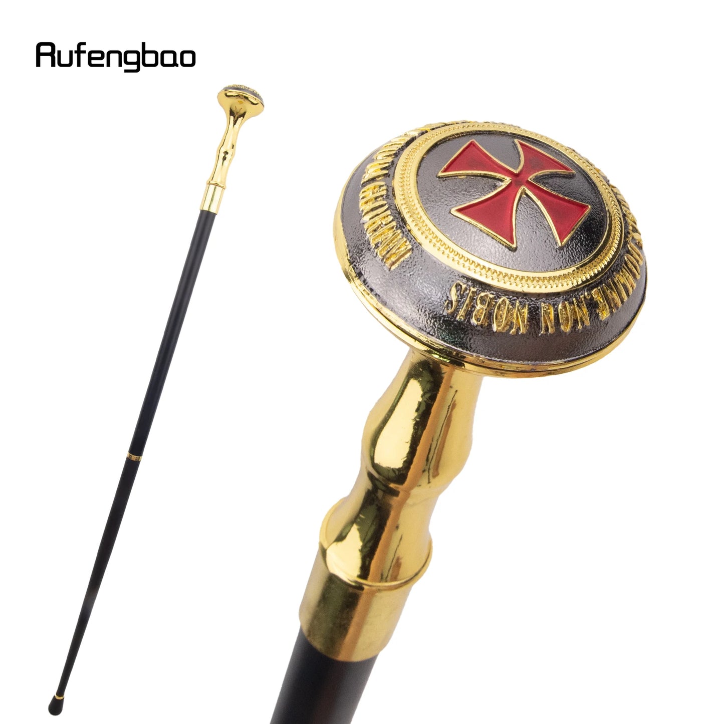 Red Cross Freemasonry Freemasons Totem Relief Walking Cane Fashion Walking Stick Gentleman Crosier Knob Walking Stick 93cm