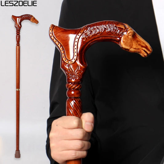 95cm Horse Handle German Beech Wooden Walking Stick Men Detachable Walking Canes Women Elegant Walking Sticks