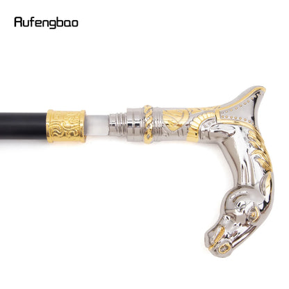 Golden White Horse Head Animal  Walking Stick with Hidden Plate Self Defense Fashion Cane Plate Cosplay Crosier Stick 92cm