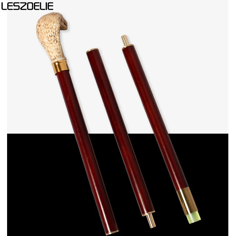 98cm Cobra-Head Stick Men Resin Handle Red German Beech Detachable Wooden Walking Sticks Women Fashion Party Decorative Canes