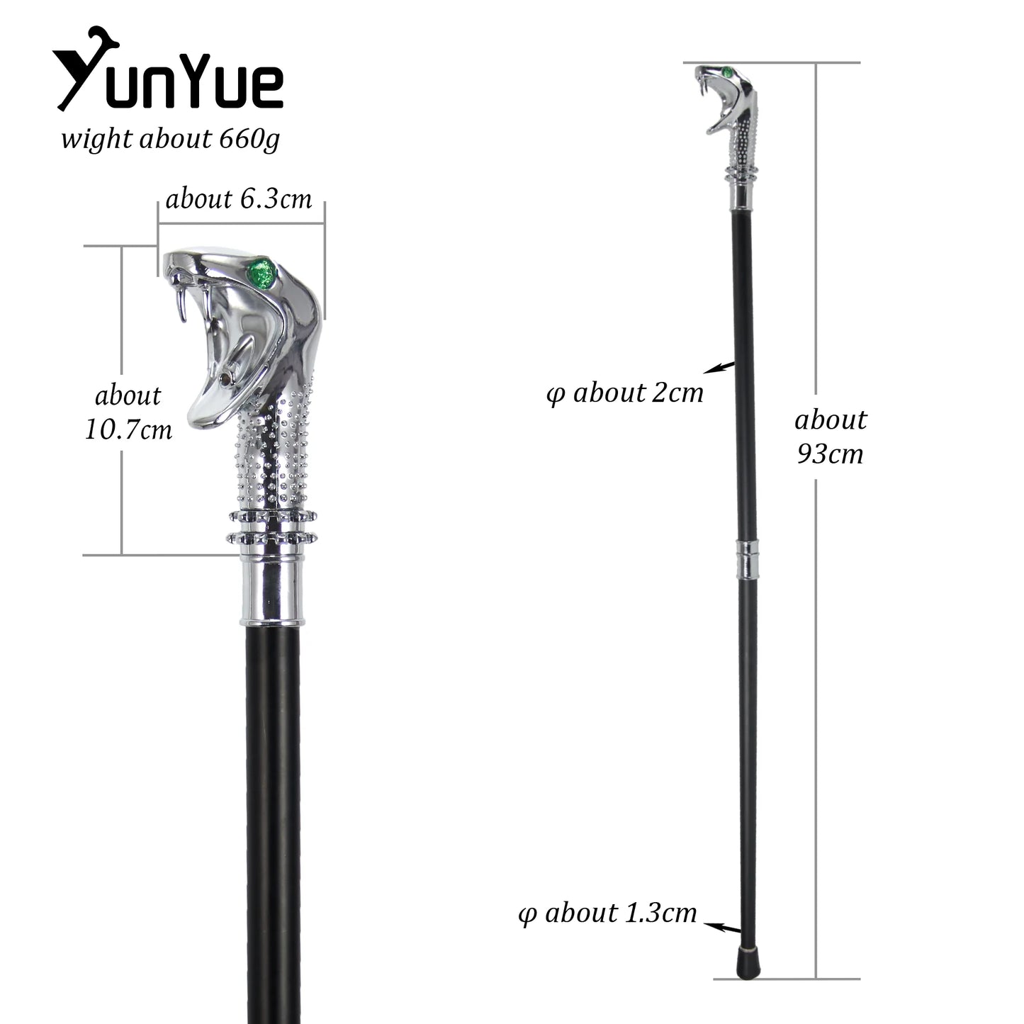 White Luxury Snake Handle Fashion Walking Stick for Party Man Elegant Fashion Vintage Hand Cane Lady Dress Matching Walking Cane