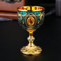 Vintage Holy Grail Medieval Goblet Hand Engraved Metal Wine Glass European Style Home Bar Drinkware Dining Room and Home Decor