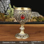 Vintage Holy Grail Medieval Goblet Hand Engraved Metal Wine Glass European Style Home Bar Drinkware Dining Room and Home Decor
