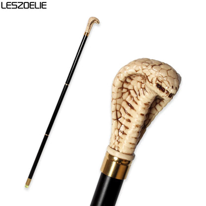 98cm Cobra-Head Stick Men Resin Handle Red German Beech Detachable Wooden Walking Sticks Women Fashion Party Decorative Canes