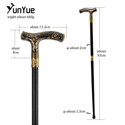 Black Gold Bears Metals Carving Walking Cane Gentleman Collections Fashion Elegant Walking Stick Cosplay Film Props Party Cane