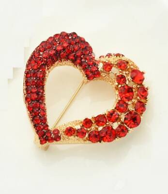 Red Heart Celebrity Brooch Stunning Vintage Look Retro Style Love Broach Pin D1R