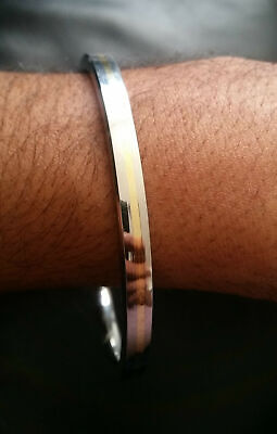 Stunning Stainless Steel BRASS Line Smooth Plain Sikh Singh Kaur KARA Bangle N5