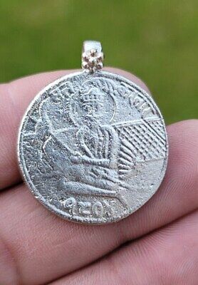 Sikh Guru Nanak Dev Silver Plated Coin pendant Sat kartar Locket thread PP25