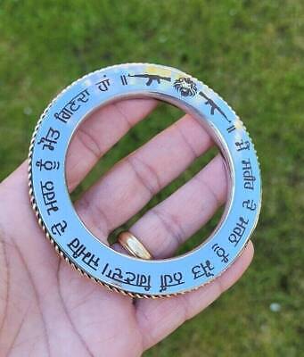 Stainless Steel Kara Sant Bhindranwale words Gurmukhi Kada Sikh Singh Bangle i17