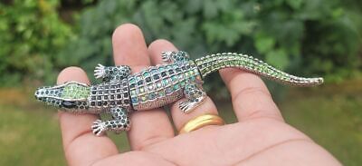 Crocodile Designer Brooch Vintage Look Silver Plated Celebrity Broach Pin K41