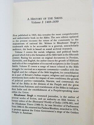 A history of the sikhs second edition volume 1 1469-1839 book khushwant singh cc