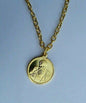 Gold tone two in one punjabi sikh guru nanak gobind singh ji pendant + chain c4
