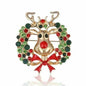 Stunning Diamonte Gold Plated Vintage Look Christmas Deer Wreath Brooch Pin B49B