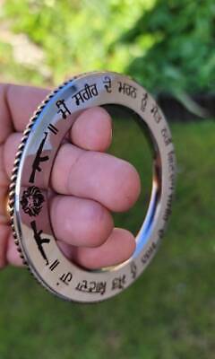 Stainless Steel Kara Sant Bhindranwale words Gurmukhi Kada Sikh Singh Bangle i17