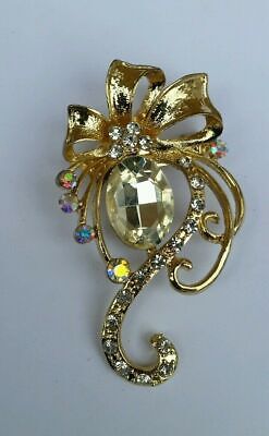 Stunning Gold Plated Flower Brooch Brooch Cake Pin with DIAMANTE XMAS Gift