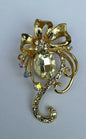 Stunning Gold Plated Flower Brooch Brooch Cake Pin with DIAMANTE XMAS Gift