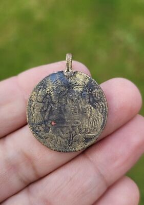 Hindu Hanuman Ram Darbar Token Coin Ram Raj pendant Locket in black thread PP20