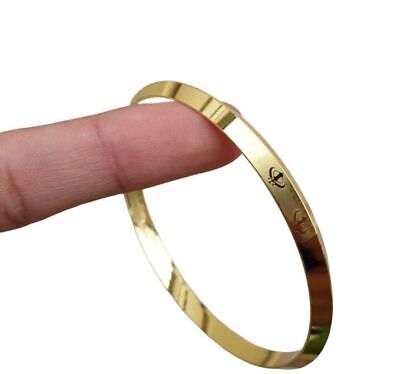 Sikh Khanda Kara Laser Engraved Gold Plated Bangle Singh Kaur Khalsa Kada CC34