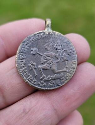 Hindu Hanuman Ram Darbar Token Coin Ram Raj pendant Locket in black thread PP21
